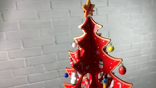 Сувенирная елка с игрушками "СОБЕРИ САМ!", дерево, красная, 26 см, DH8064220-2