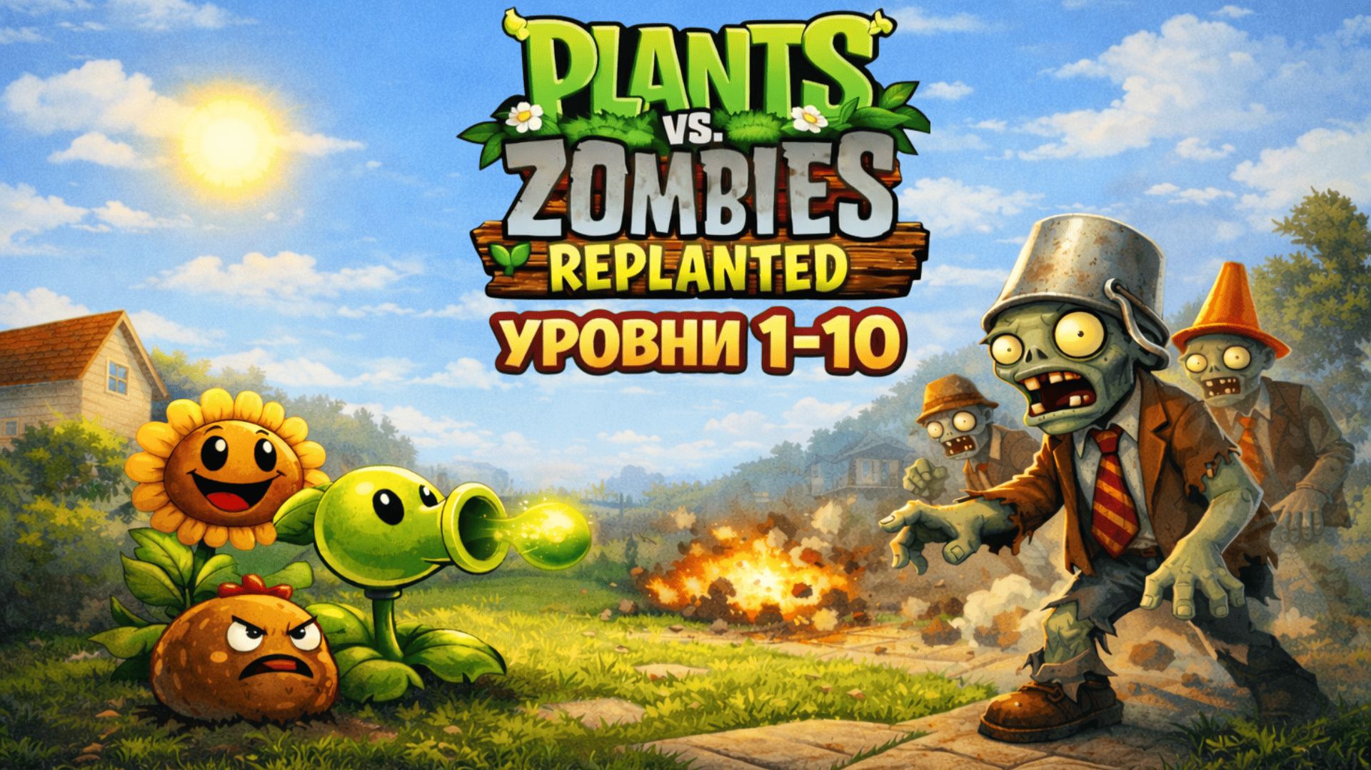 Plants vs. Zombies Replanted — прохождение уровней 1–10 |  С комментариями смотреть онлайн