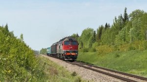 Тепловоз 2ТЭ116УД-037 с грузовым поездом на перегоне Ермолино - Каминский