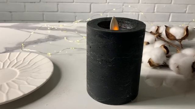 Свеча светодиодная парафиновая ЛИССЭ АНТРАЦИТ, имитация живого пламени, колышущийся язычок, RC-21425