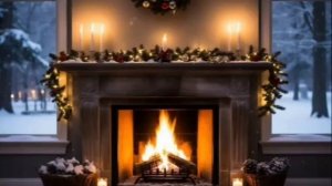 Новогодний камин со звуком треска дров