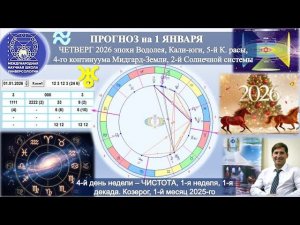 ПРОГНОЗ на 1 ЯНВАРЯ, ЧЕТВЕРГ, день ЧИСТОТА, 2026, эпохи Водолея, 5й К.расы 2й Солнечной системы.мншу