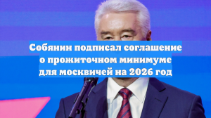 Собянин подписал соглашение о прожиточном минимуме для москвичей на 2026 год