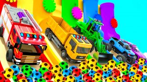 Мультяшки про машинки - Машинки с гигантскими колёсами и футбольные мячи - Мультики для детей