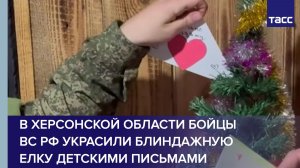 Бойцы ВС РФ украсили блиндажную елку детскими письмами в Херсонской области