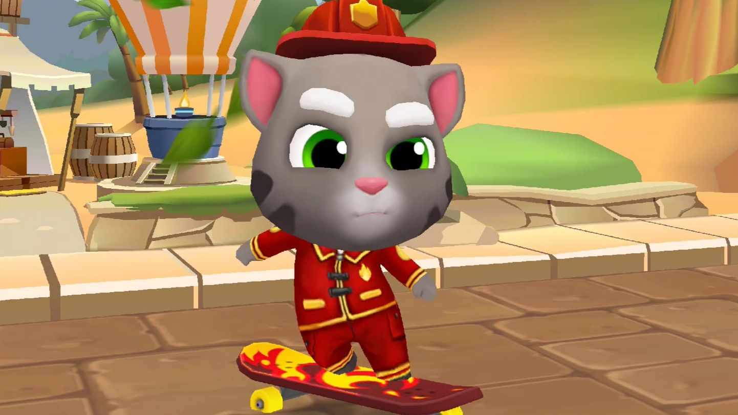 Мультики для малышей Бегалки - Пожарный Том на пламенном скейте Talking Tom Gold Run смотреть онлайн