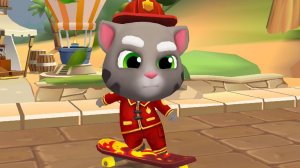 Мультики для малышей Бегалки - Пожарный Том на пламенном скейте Talking Tom Gold Run