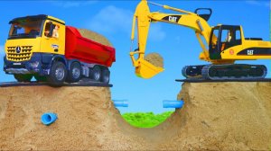 ЭКСКАВАТОР КАПАЕТ ЯМУ. МУЛЬТИК ПРО ЭКСКАВАТОР.