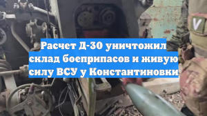 Расчет Д-30 уничтожил склад боеприпасов и живую силу ВСУ у Константиновки
