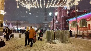 Снежная рождественская ночь в Москве тихая прогулка от Чистых прудов до Красной площади ❄️🎄