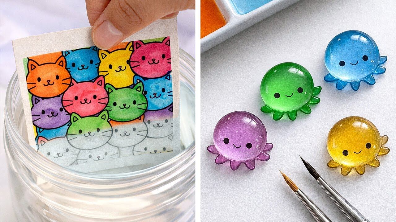 ВАУ РАДУЖНОЕ ИСКУССТВО  Легкие лайфхаки для ярких поделок и креативных идей ✨ смотреть онлайн