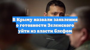 В Крыму назвали заявления о готовности Зеленского уйти из власти блефом