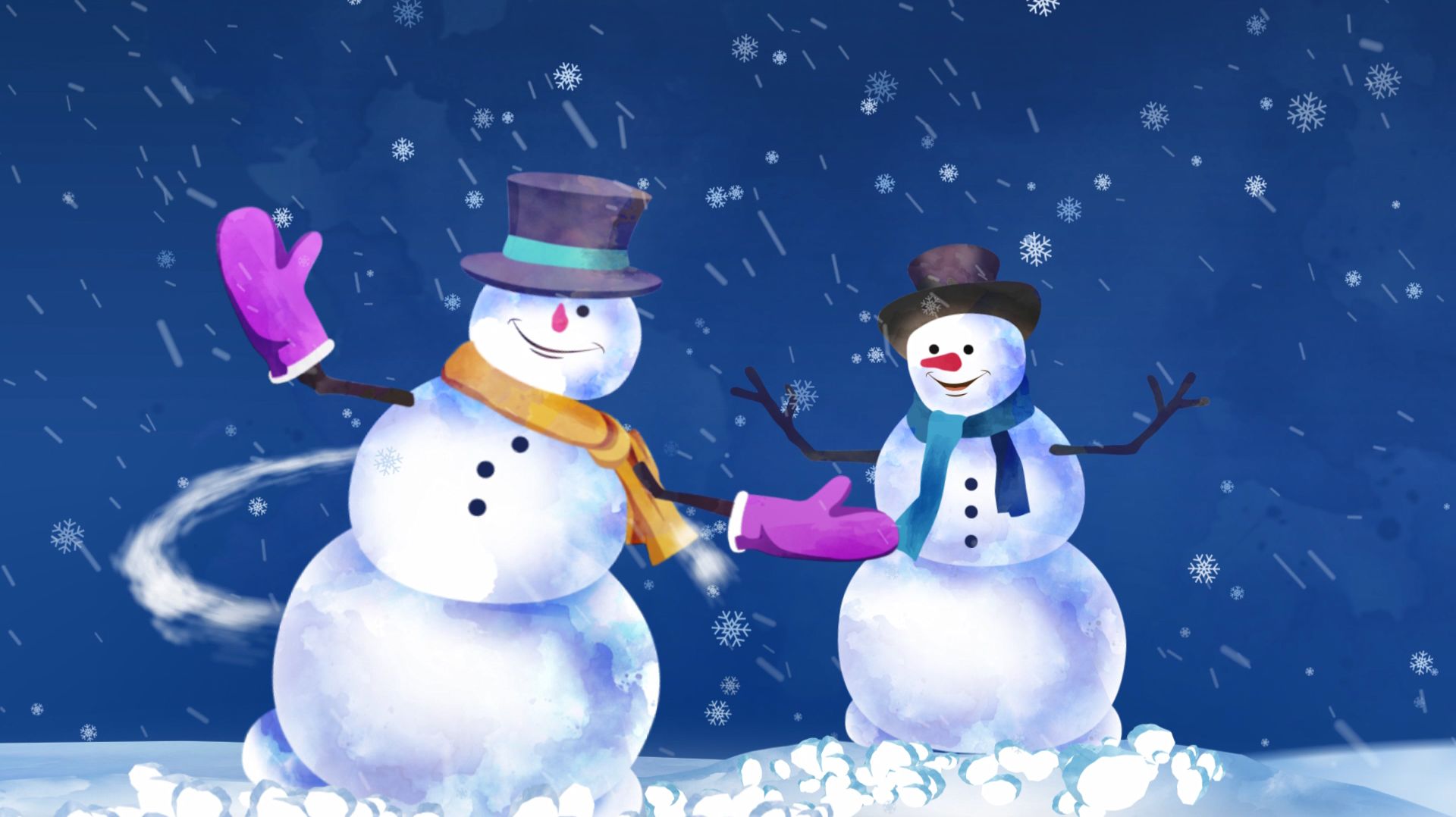 Новогодние снеговики 2026 - футаж, заставка, поздравление смотреть онлайн