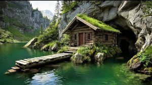 Идеальный примитивный дом в каменной местности.