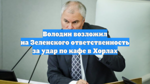 Володин возложил на Зеленского ответственность за удар по кафе в Хорлах