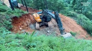 Самая опасная работа экскаватора в мире | Видео о работе экскаватора | Hyundai | Планета экскаваторо