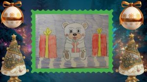 Мои новогодние рисунки коты , мишки ,  заяц !