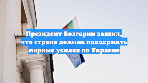 Президент Болгарии заявил, что страна должна поддержать мирные усилия по Украине