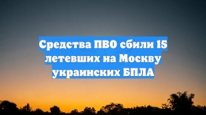 Средства ПВО сбили 15 летевших на Москву украинских БПЛА