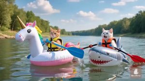 Приключения котиков на реке