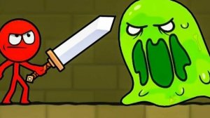 Red Stickman ОГОНЬ. спасает свою подружку капельку в страшном месте битва с боссом #1 1 - 10