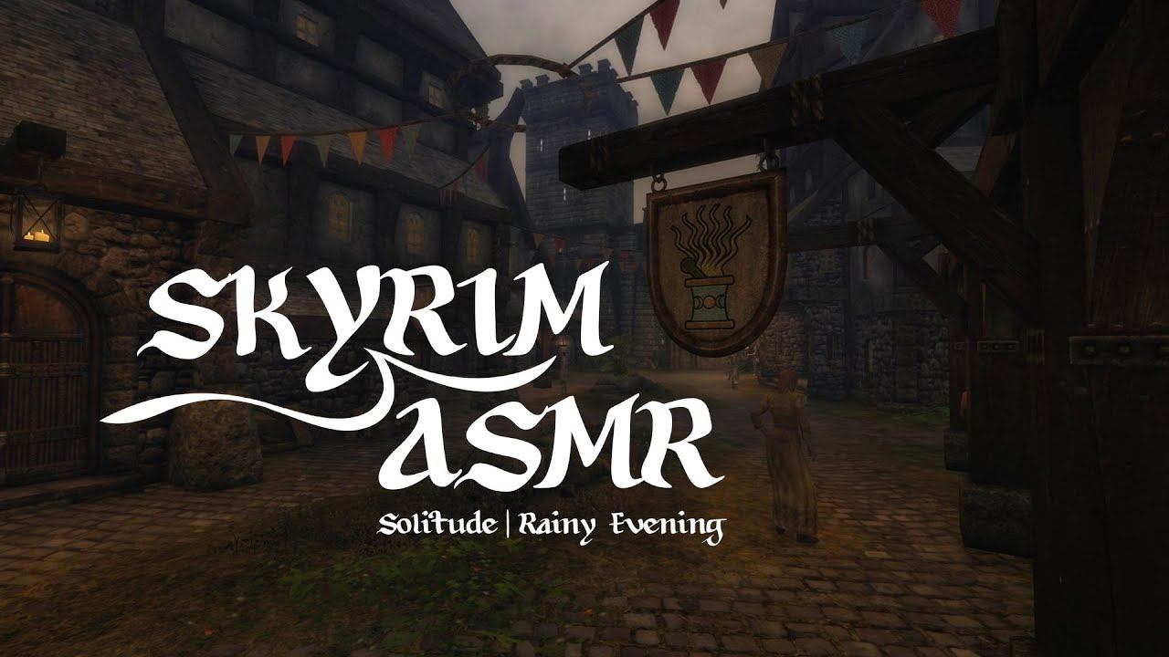 Skyrim ASMR  Solitude  Ambient Music  Rainy Evening