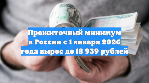 Прожиточный минимум в России с 1 января 2026 года вырос до 18 939 рублей