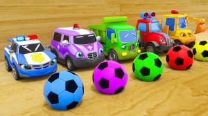 Мультяшки про машинки - колёса машинок и футбольные мячи - детские стишки и песенки