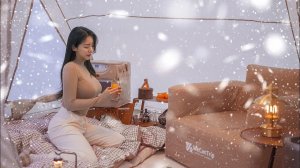 Глэмпинг в роскошной и уютной палатке в сильный снегопад. Когда привезла всю квартиру в лес