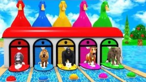 Длинная игра-слайд с коровой, слоном, Гориллой, Бегемотом, Тигром, 3d-игра с животными, Забавные