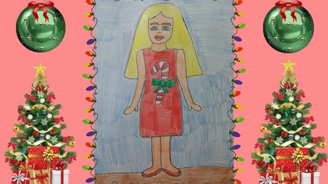 Мои рисунки куклы барби в новогодних платьях и джемпере ! смотреть онлайн