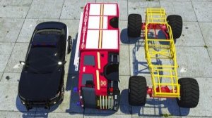 Сборка пожарной машины | Гигантские яйца-сюрпризы с машинами скорой помощи | Мультфильм "Герои