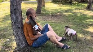 Финя не отходит от Влада ни на шаг,хоть как уговаривай, а Анфиса бегает, радуется свободе)))