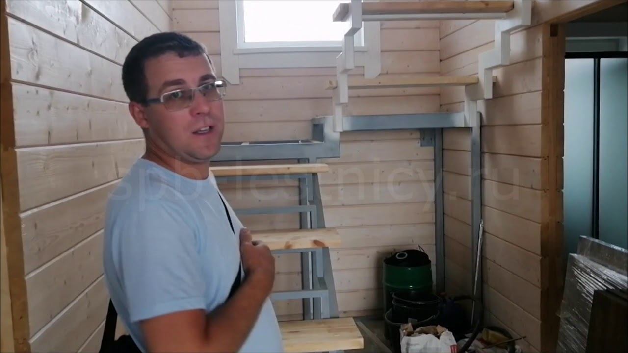 Лестница дуб, стеклянные перила. Делаем в пригороде СПб. Видео №2 из 3. смотреть онлайн