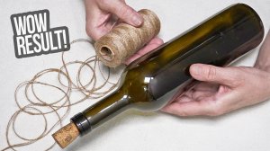 I took a bottle & twine and created super-rustic craft! Twine-wrapped bottle decor