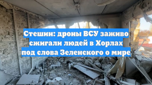 Стешин: дроны ВСУ заживо сжигали людей в Хорлах под слова Зеленского о мире
