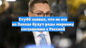 Стубб заявил, что не все на Западе будут рады мирному соглашению с Россией