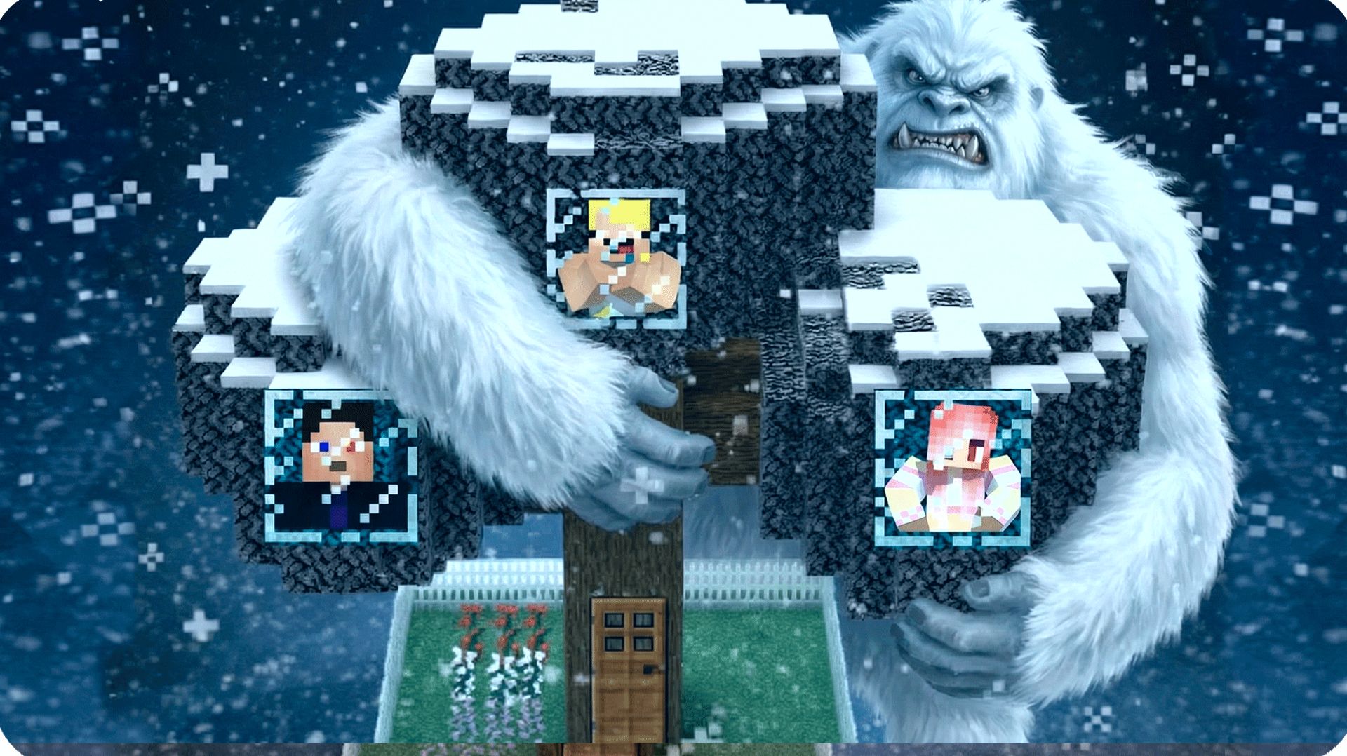 🫤ПОСТРОИЛИ ДОМ Внутри ОГРОМНОГО ДЕРЕВА Против СНЕЖНОГО в Майнкрафт! ЛЕСКА смотреть онлайн