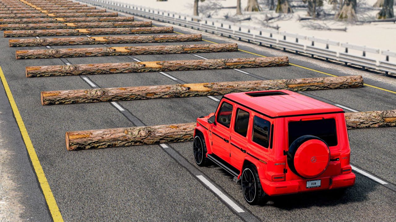 Соревнование "Автомобили VS 100 бревен" 😱 | BeamNG.Drive|Бемиджи Драйв смотреть онлайн