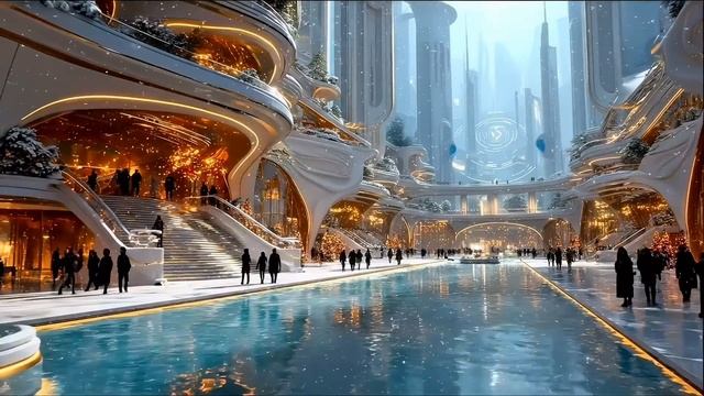 РОЖДЕСТВО в заснеженном футуристическом городе ❄️🎄  Атмосфера зимней страны чудес смотреть онлайн