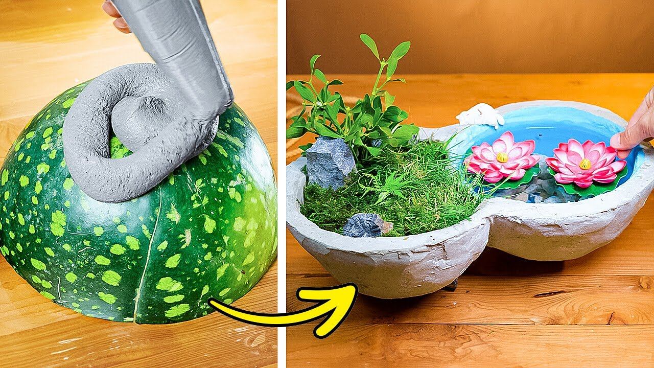 Роскошный декор для дома своими руками!  Цементные лайфхаки, которые стоит попробовать! смотреть онлайн