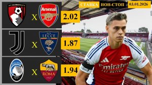 Борнмут - Арсенал | Ювентус - Лечче | Аталанта - Рома | Прогноз