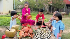 Готовим с семьем вкусных грязевых крабов. Счастливая и мирная жизнь в сельской местности. Камбоджа