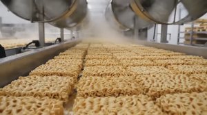 Как делают лапшу быстрого приготовления.