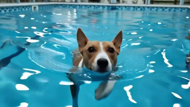 бассейнджи плавает.