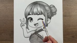 Простой урок рисования: как нарисовать Зои карандашом -  охотницу на демонов в стиле K-pop