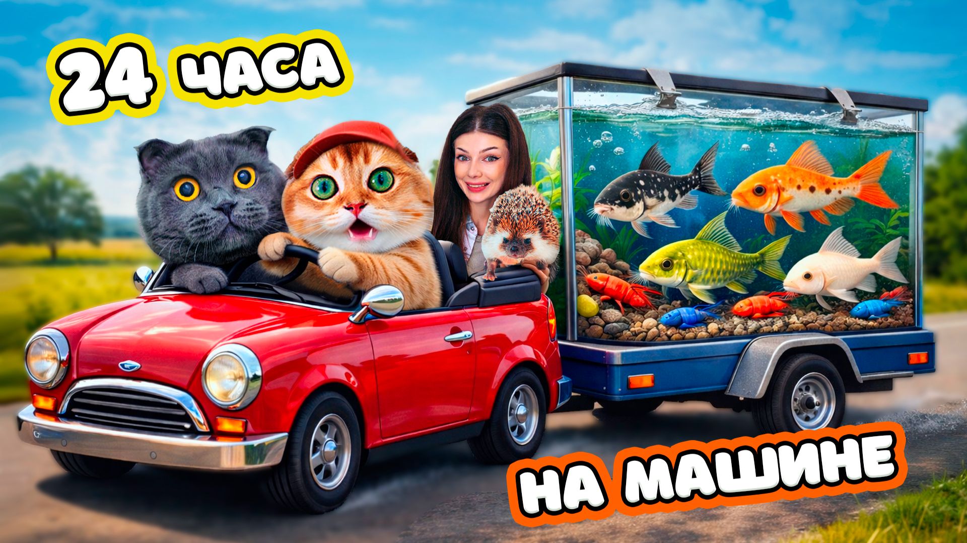 24 ЧАСА в МАШИНЕ 😱 КОТИКИ Везут РЫБОК 🐟 Что с ними СТАЛО? ПУТЕШЕСТВИЕ КОТИКОВ и РЫБОК на МАШИНЕ смотреть онлайн