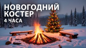 Звуки костра - 4 часа - горит новогодний костер с треском