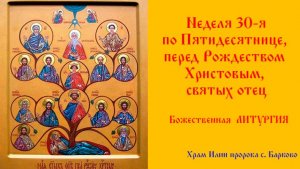 Неделя 30-я по Пятидесятнице, перед Рождеством Христовым, святых отец. Божественная Литургия.
