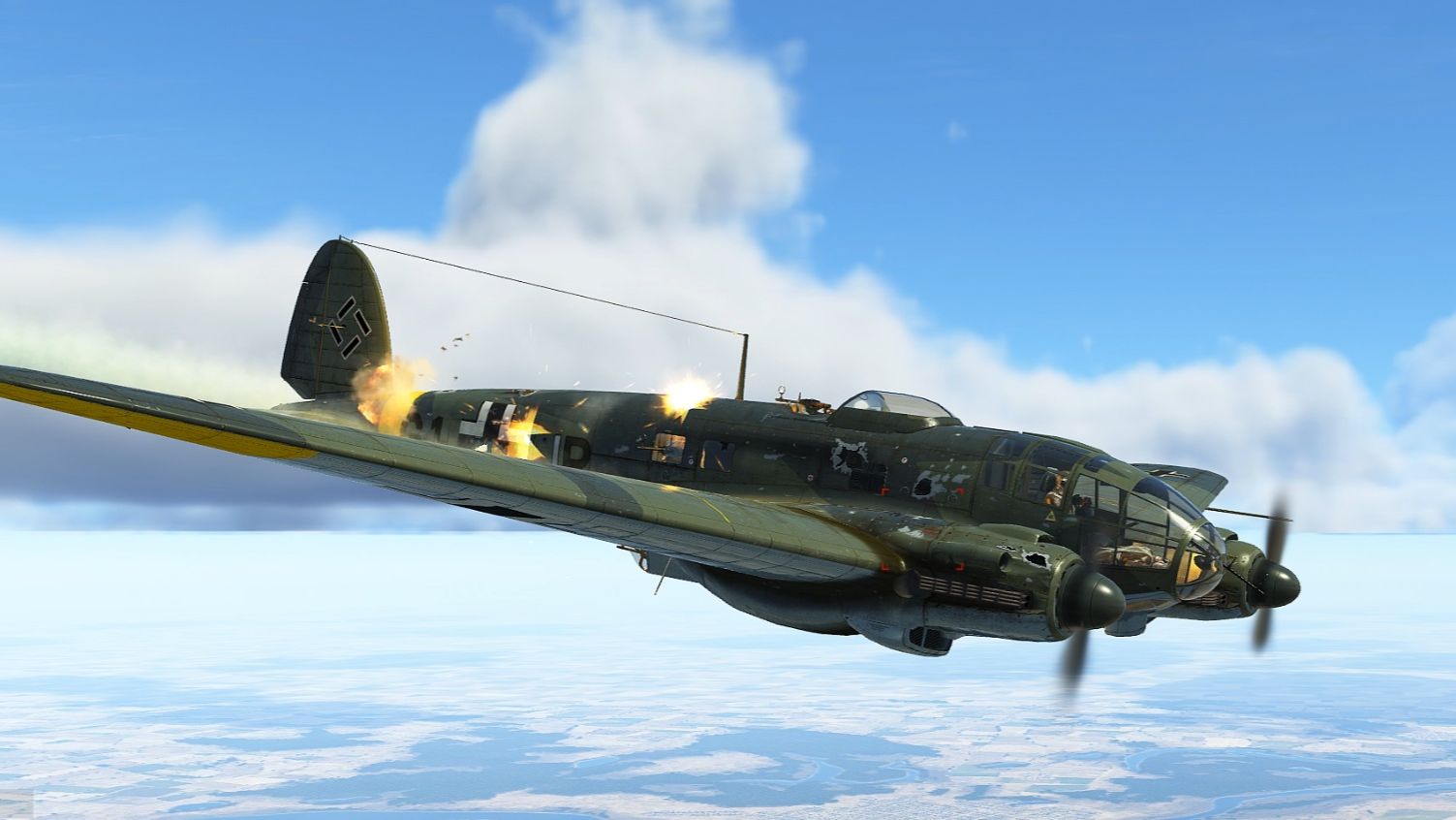 Групповой бой против трех He111 - блямс